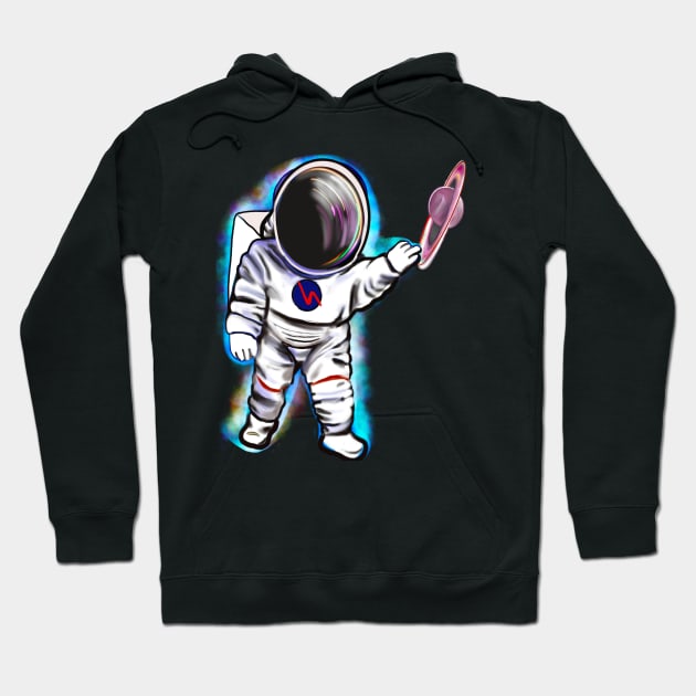 Astronaut in Space suit reaching  out to touch Saturn’s ring - cute Cavoodle, Cavapoo, Cavalier King Charles Spaniel Hoodie by Artonmytee